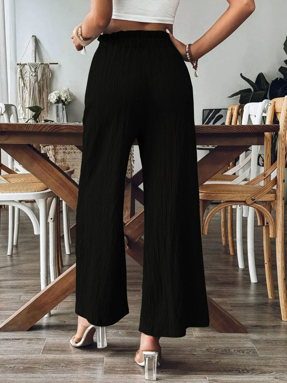 🌿 Pocketed Elastic Waist Wide Leg Pants 🌿