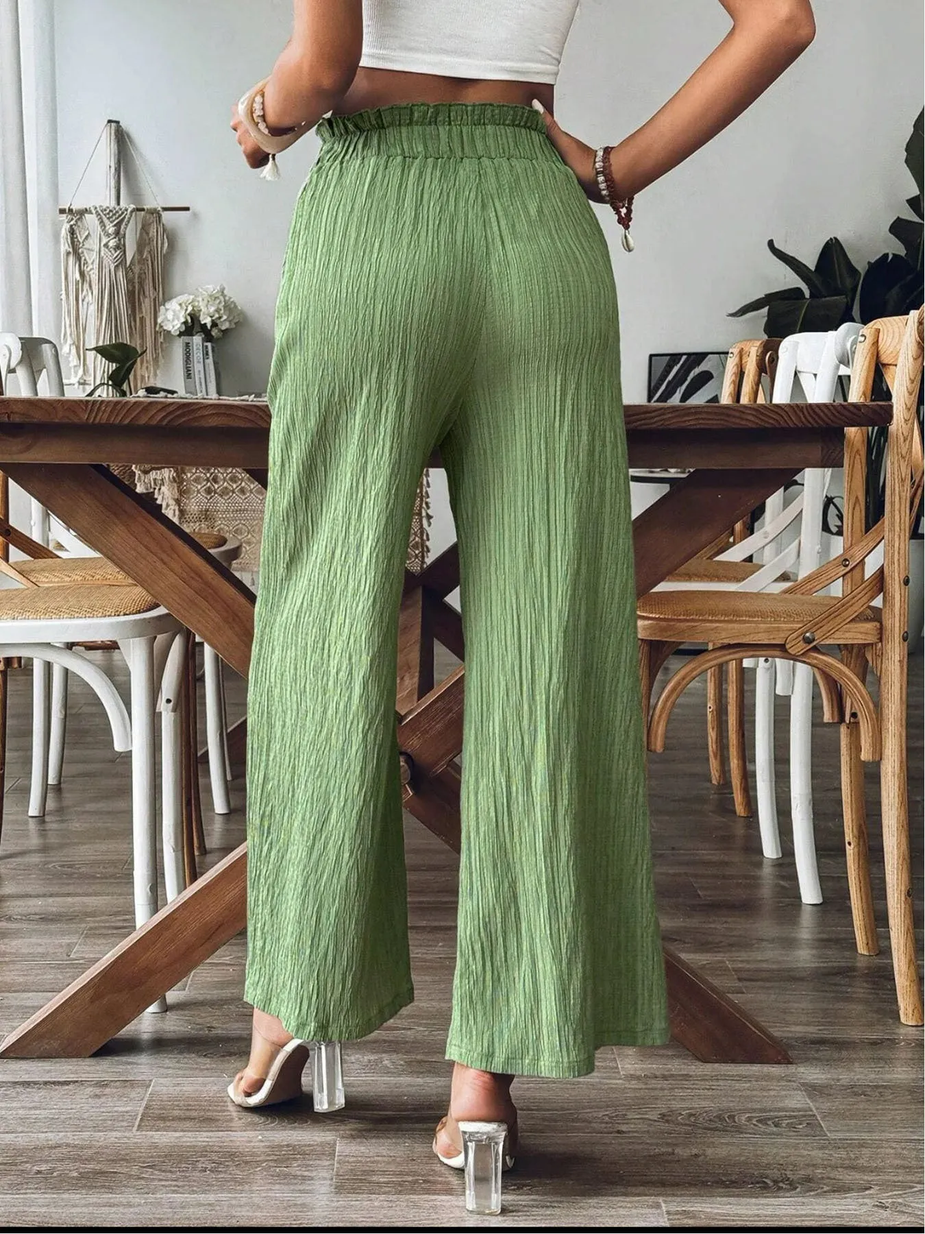 🌿 Pocketed Elastic Waist Wide Leg Pants 🌿