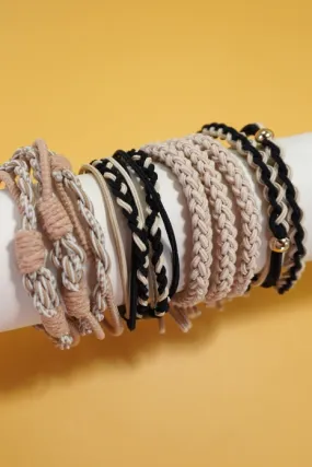 10 Set Black Hair Tie Bracelet