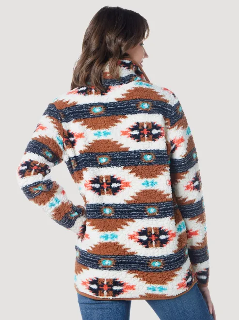 112335659 - Wrangler Women’s Retro Southwestern Print Quarter-Zip Pullover - Argan