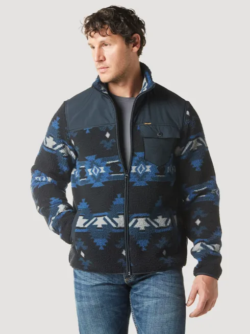 112336448 - Wrangler Men’s Lightweight Ripstop Yoke Sherpa Jacket - Ensign Blue