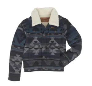 112352873 - Boys Wrangler® Jacquard Jacket - Sherpa Lined - Navy Waters