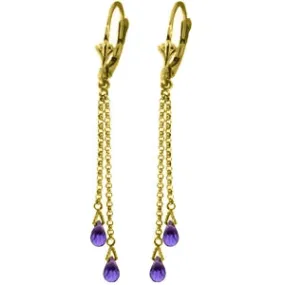 2.5 Carat 14K Solid Yellow Gold Wink Amethyst Briolette Earrings