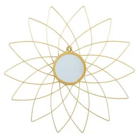 26" Gold Metal Flower Accent Wall Mirror