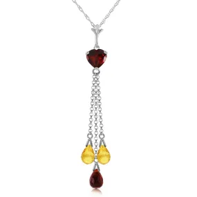 4.75 Carat 14K Solid White Gold Necklace Briolette Garnet Citrine