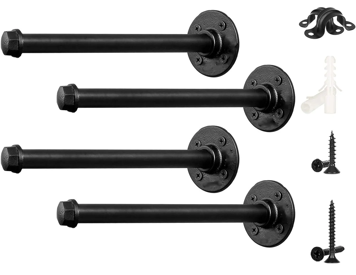 4pack Industrial Iron Pipe DIY Floating Shelf Bracket-15CM