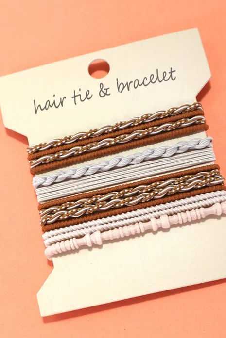 8 Set Brown Mix Knotted Hair Tie Bracelet