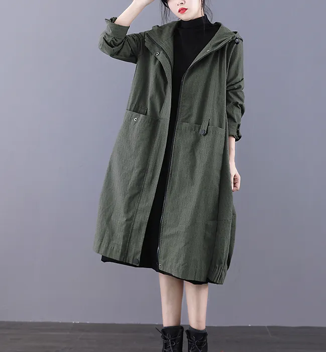 A-line Long Women Casual Hooded Parka Plus Size Coat Jacket JT200933