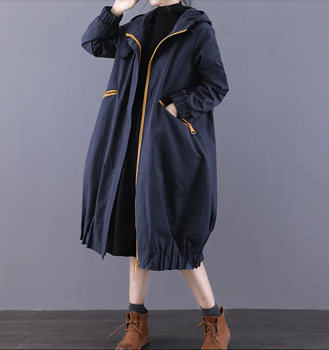 A-line Long Women Casual Hooded Parka Plus Size Coat Jacket JT200934