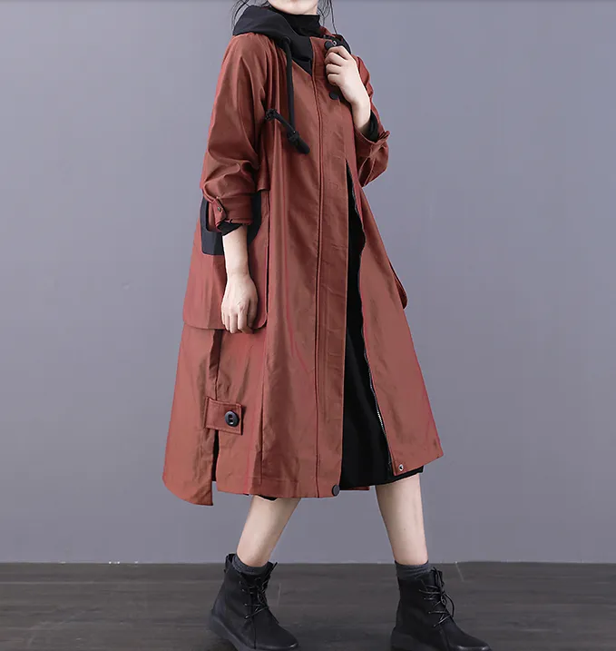 A-line Long Women Casual Hooded Parka Plus Size Coat Jacket JT200945