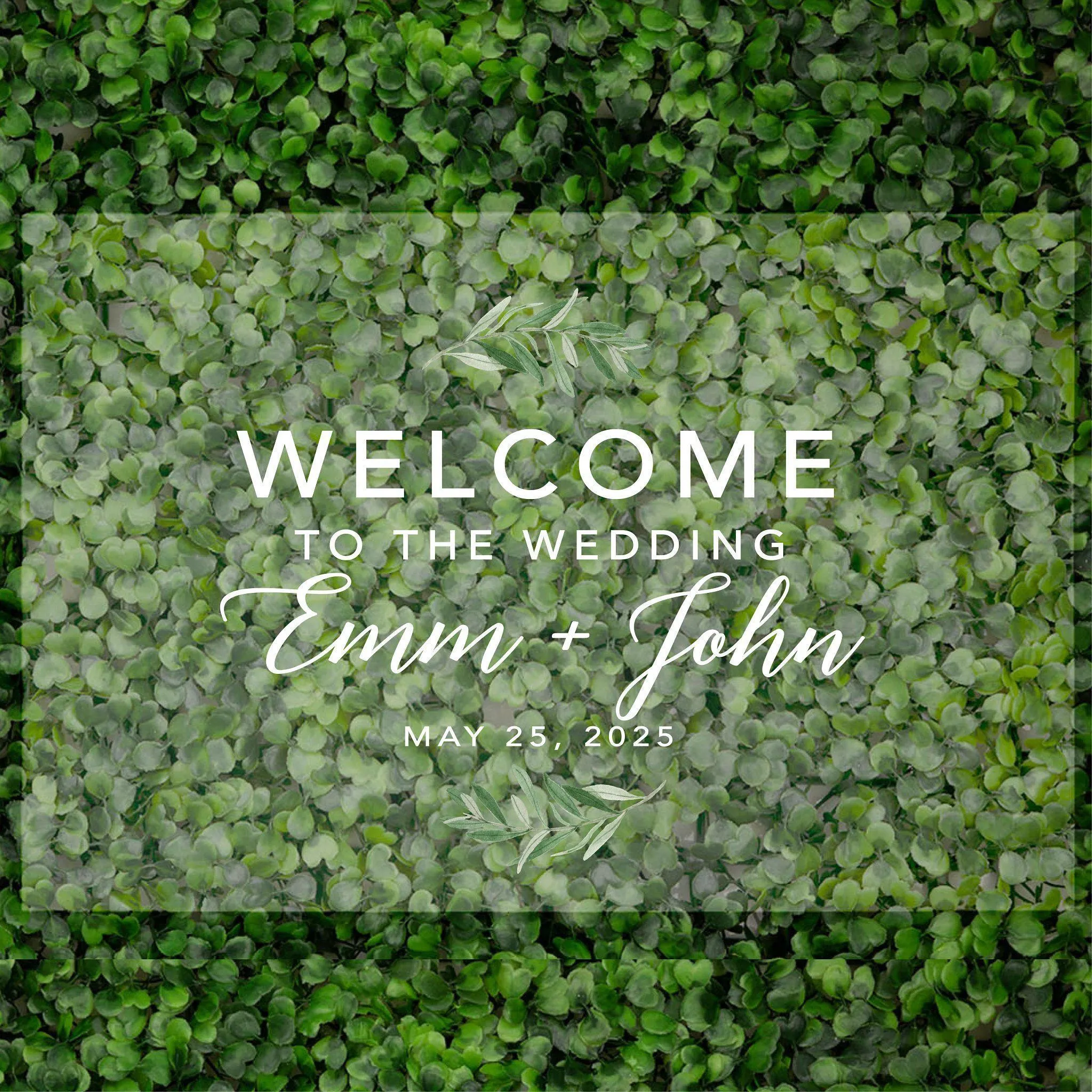 Acrylic Custom Greenery Wedding Signs, 16 x 24 Inches