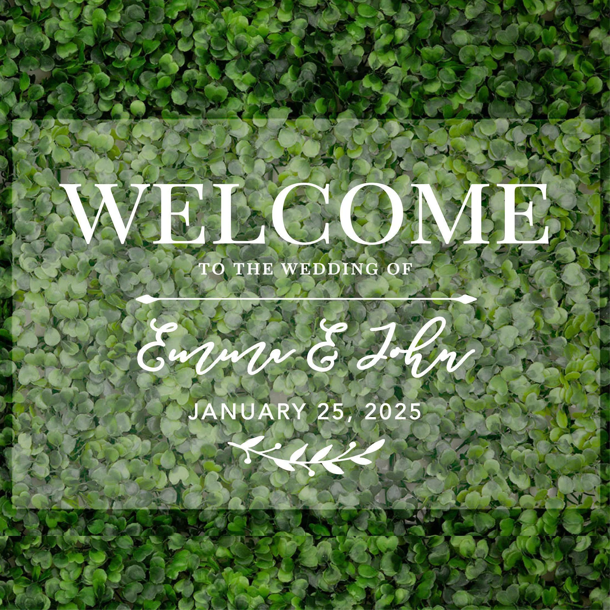 Acrylic Custom Greenery Wedding Signs, 16 x 24 Inches