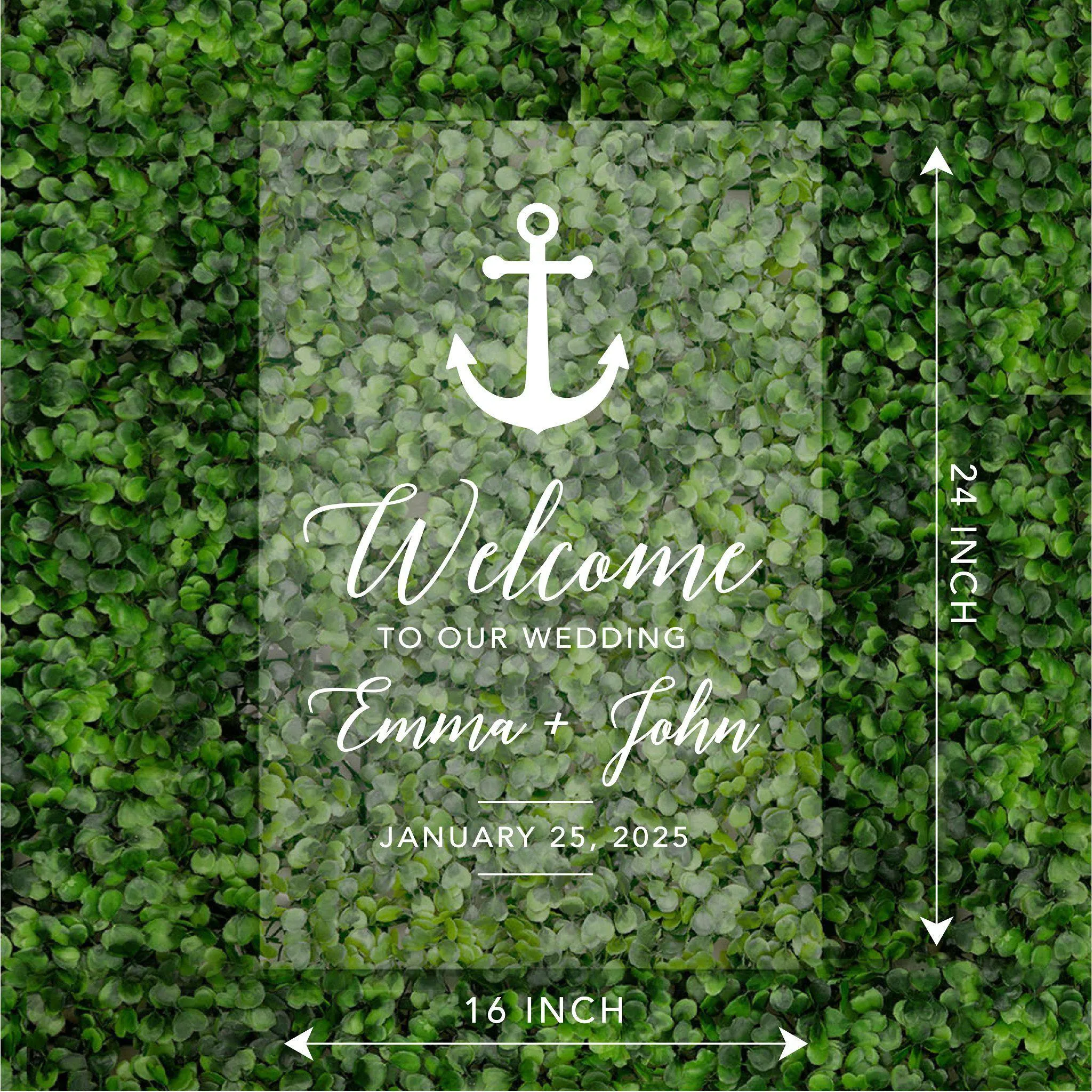 Acrylic Custom Nautical Wedding Signs, 16 x 24 Inches