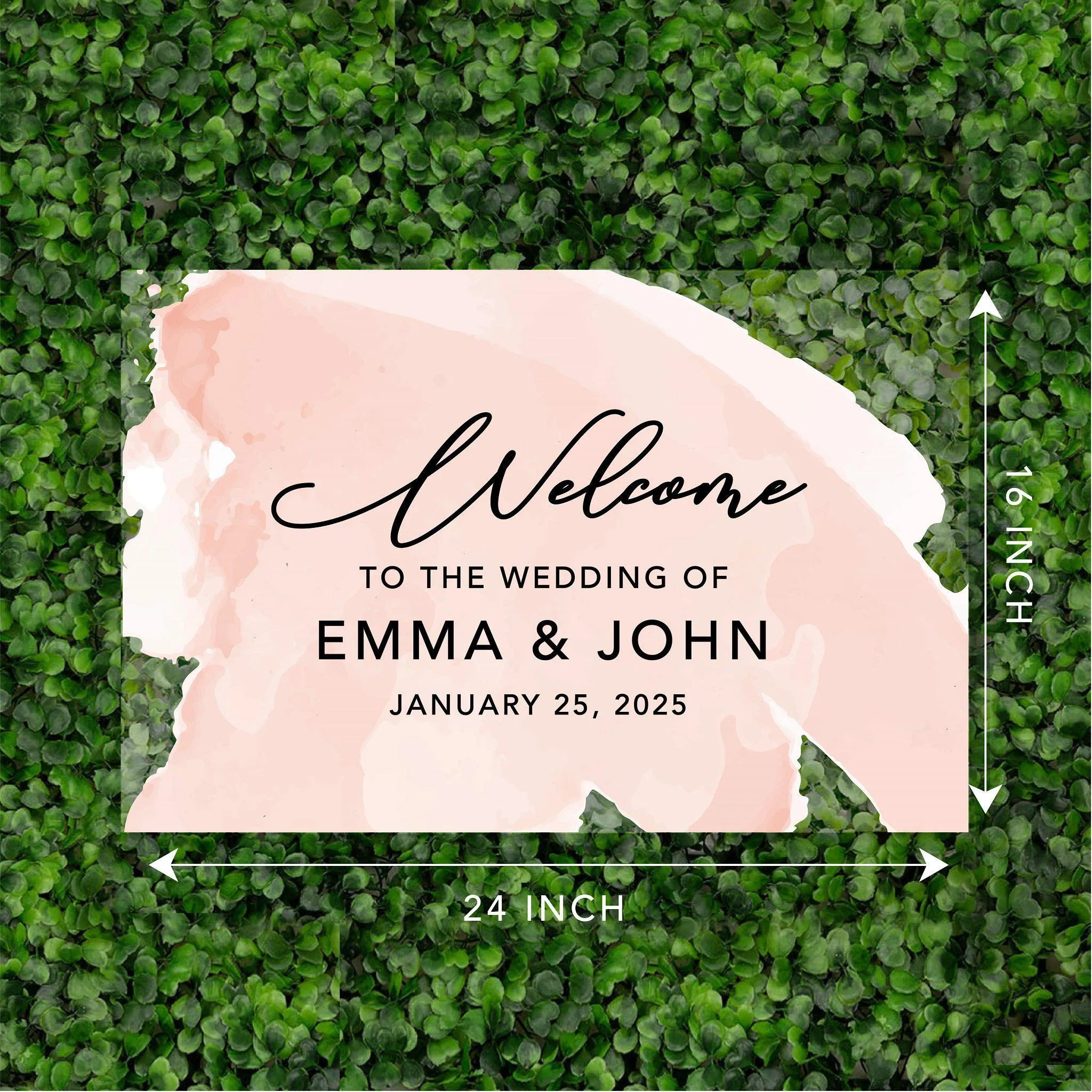 Acrylic Custom Watercolor Wedding Signs, 16 x 24 Inches