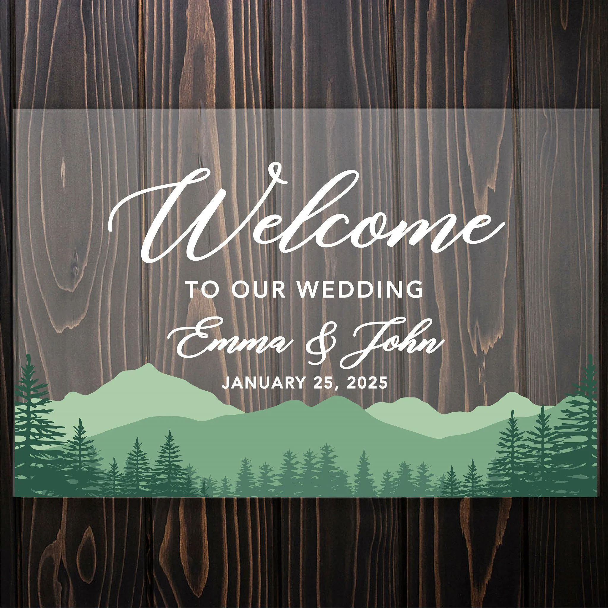 Acrylic Custom Woodland Wedding Signs, 16 x 24 Inches