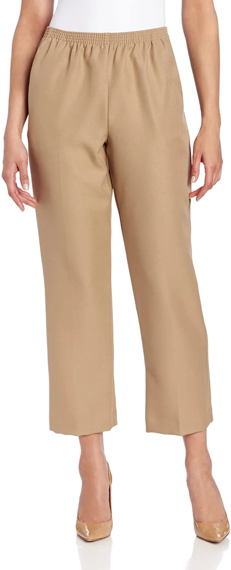 Alfred Dunner Women's Pull-On Style All Around Elastic Waist Polyester Cropped Missy Pants