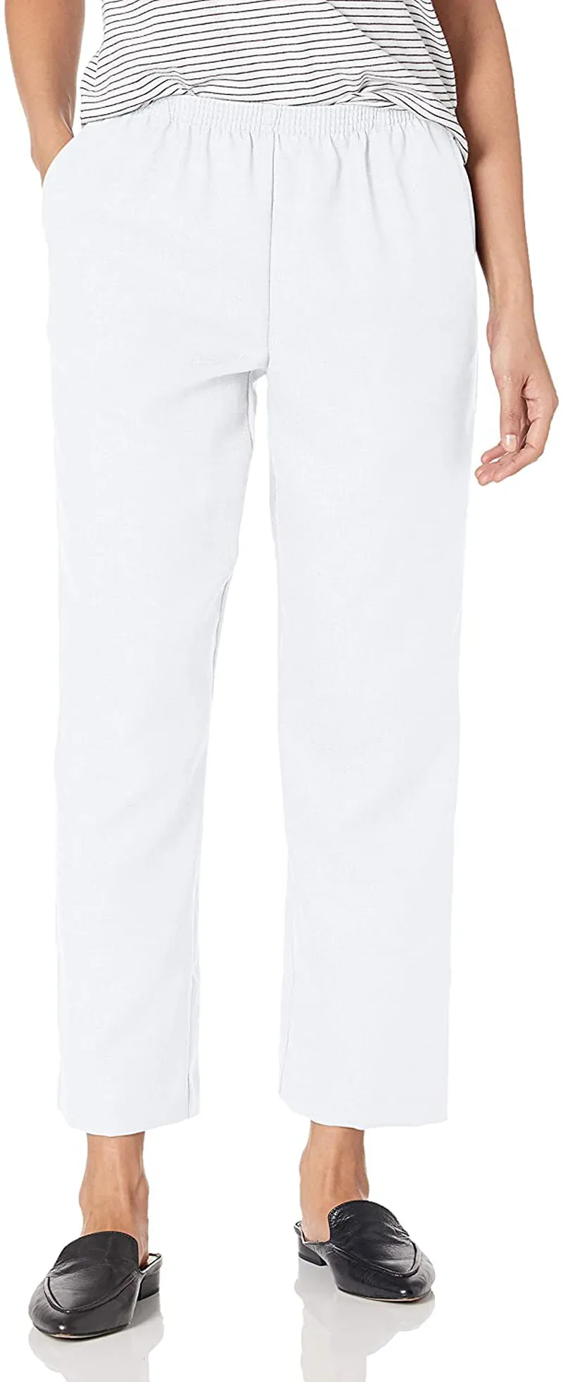 Alfred Dunner Women's Pull-On Style All Around Elastic Waist Polyester Cropped Missy Pants