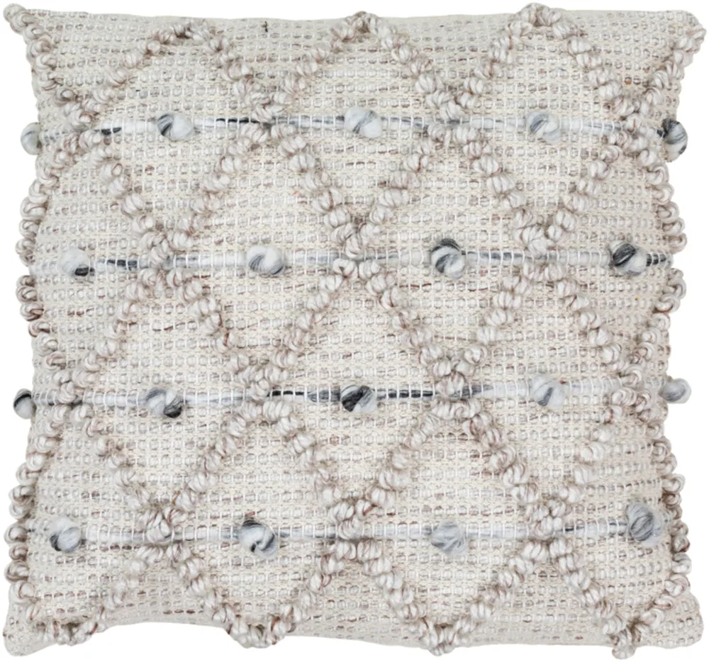 Anders Hand Woven Pillow in Cream & Light Gray