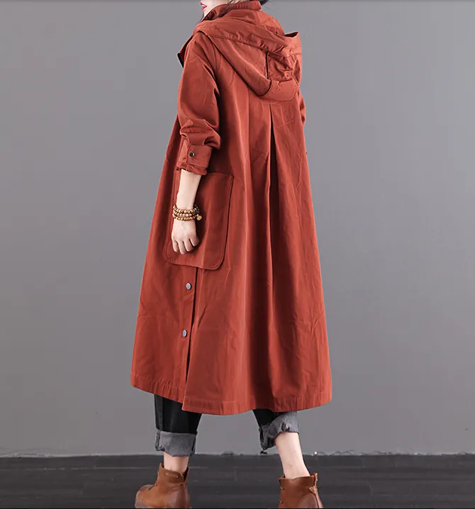 Autumn A-line Long Women Casual Hooded Parka Plus Size Coat Jacket /1002