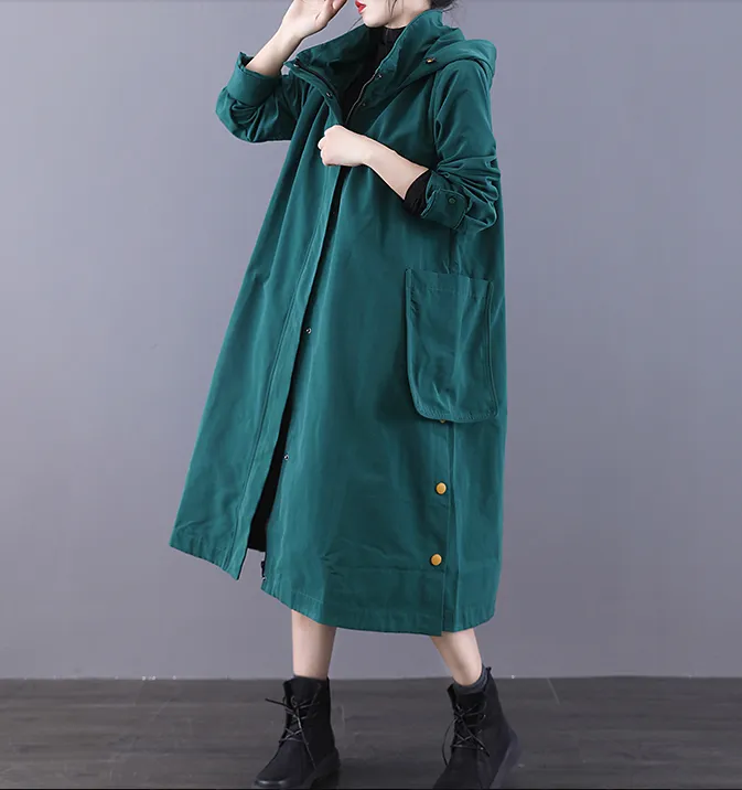 Autumn A-line Long Women Casual Hooded Parka Plus Size Coat Jacket /1002