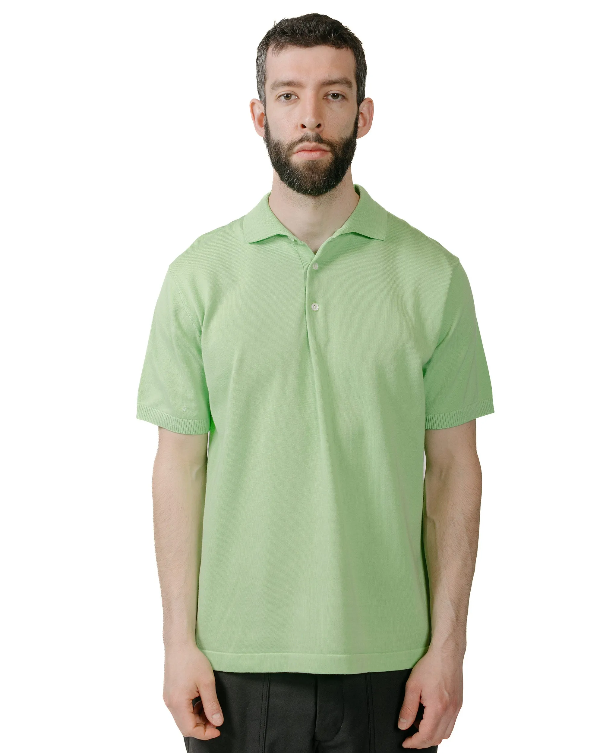 Beams Plus Knit Polo Solid 12G Light Green