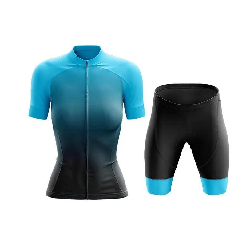 Black to Cyan Club Cycling Kit