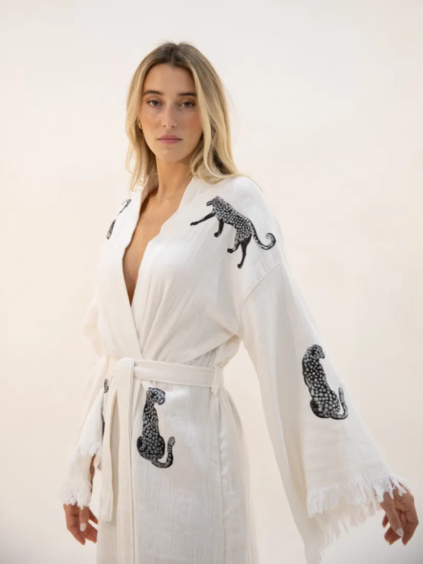 Boho Tiger Long Kaftan Kimono