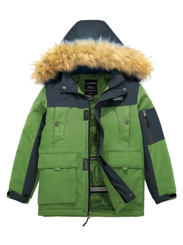 Boys Waterproof Ski Jacket Winter Insulated Parka Hooded