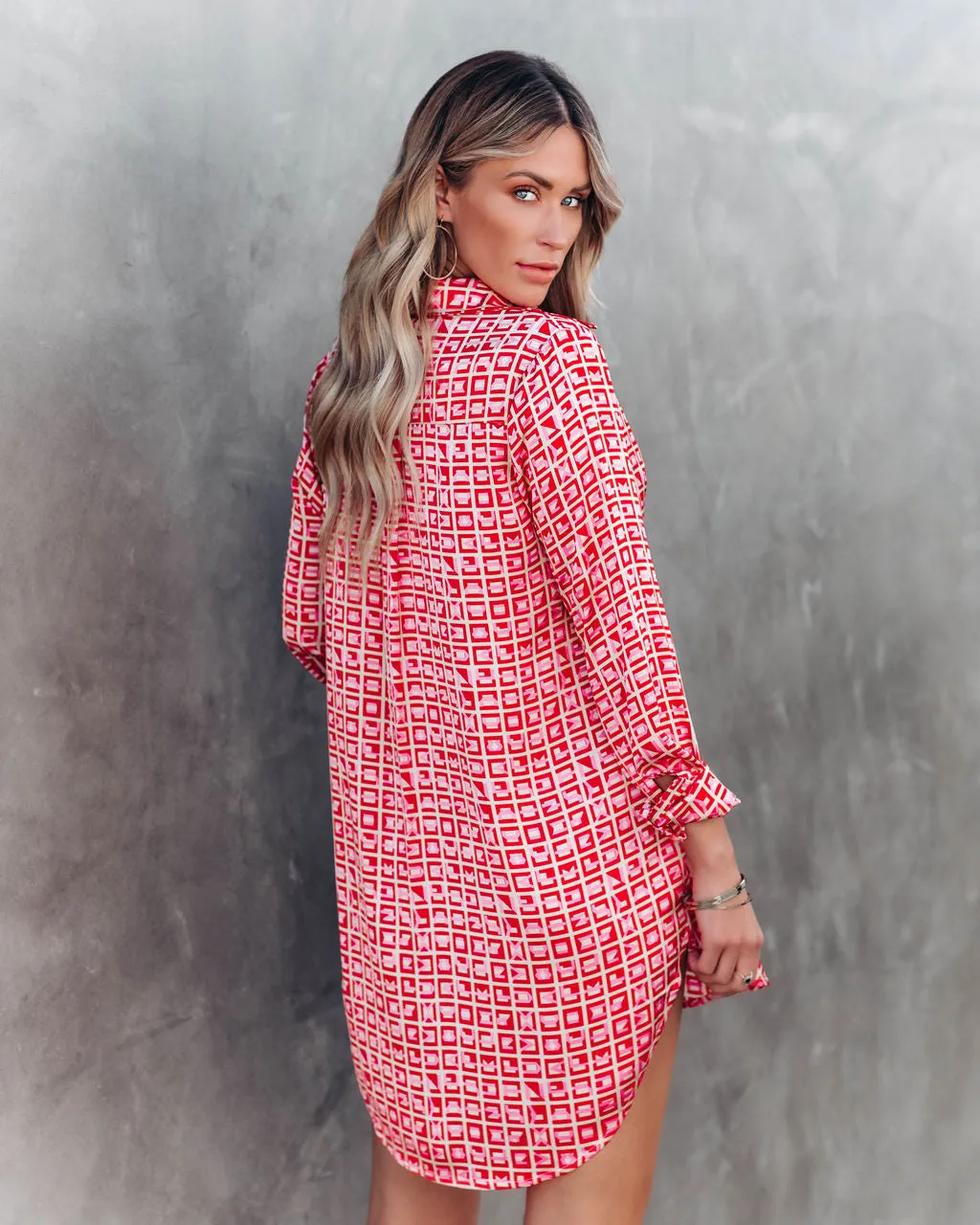 Brenleigh Printed Satin Button Down Tunic