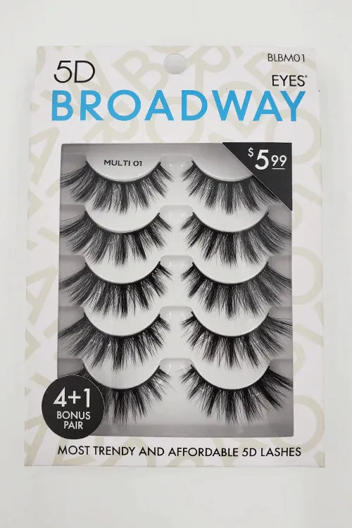 Broadway Eyes 5D Strip Lashes 5 Pair Multipack