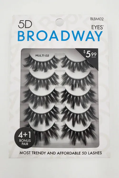 Broadway Eyes 5D Strip Lashes 5 Pair Multipack