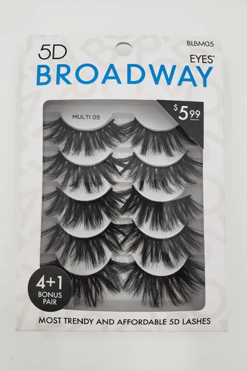 Broadway Eyes 5D Strip Lashes 5 Pair Multipack