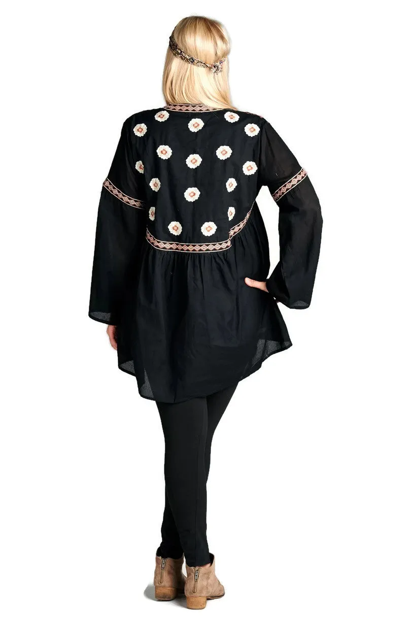 Button Down Embroidered Shirt, Black