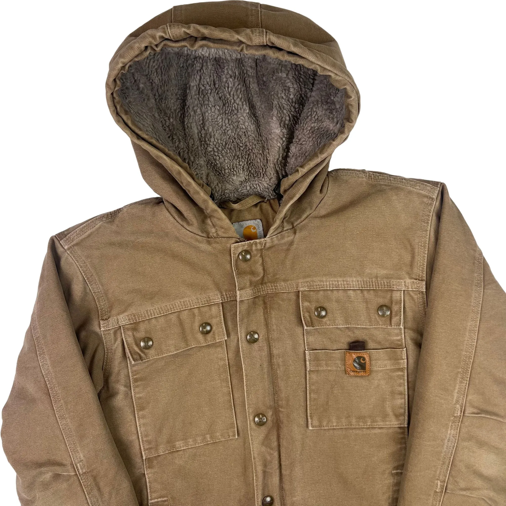 Carhartt Sherpa Lined Duck Active Hooded Jacket Brown