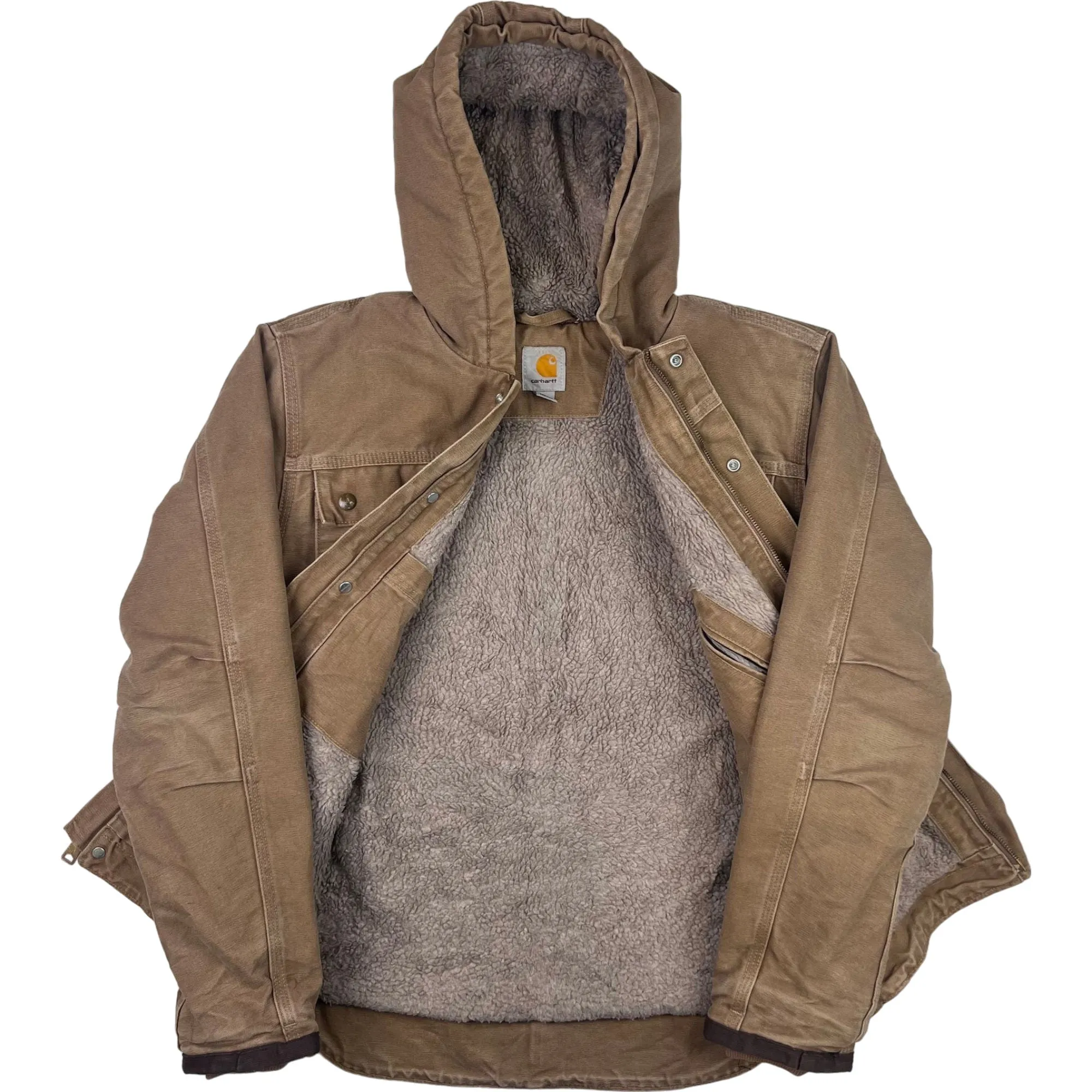 Carhartt Sherpa Lined Duck Active Hooded Jacket Brown