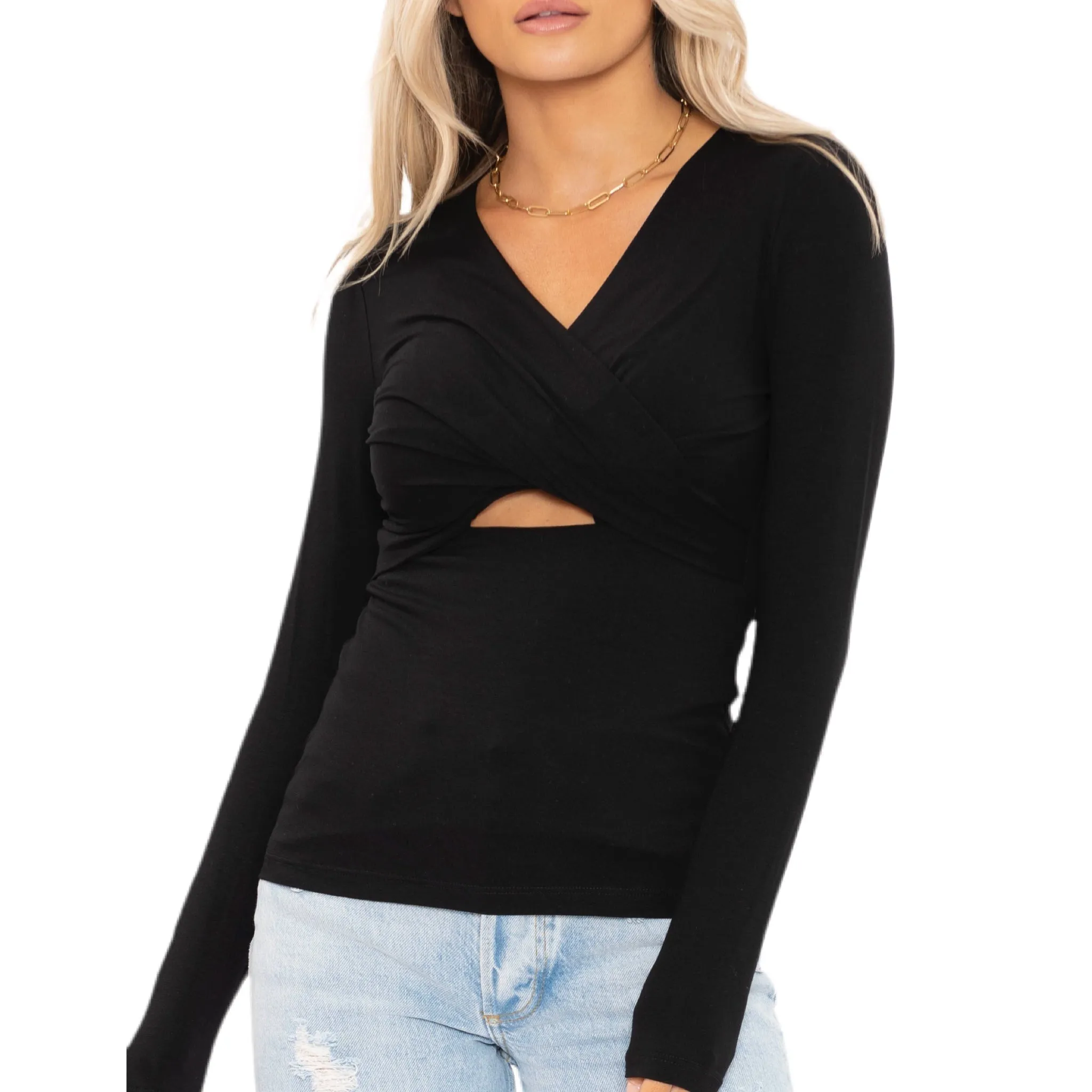 Cora Long Sleeve Top - Black.