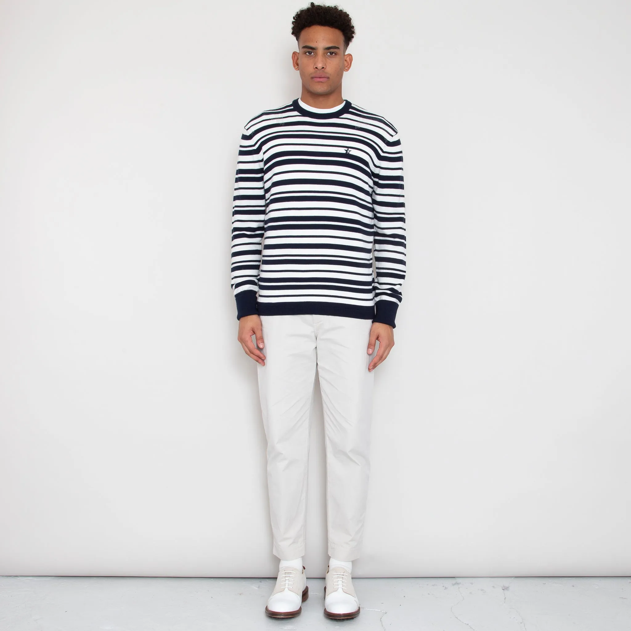 Cosmos Knit - Deep Navy and Off White Stripe