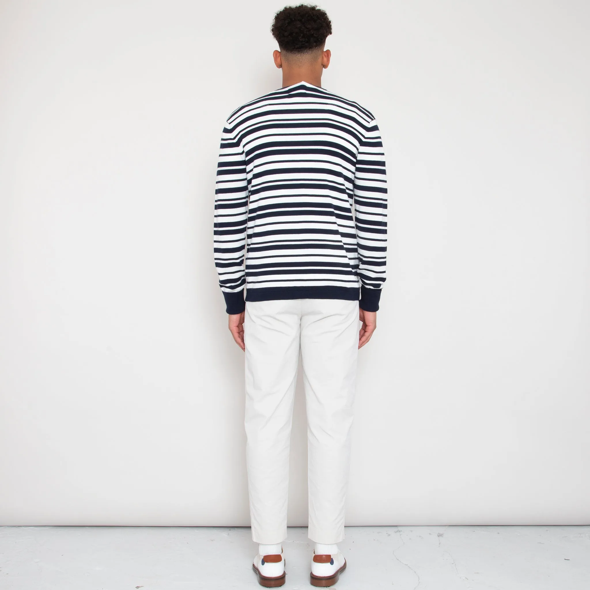 Cosmos Knit - Deep Navy and Off White Stripe