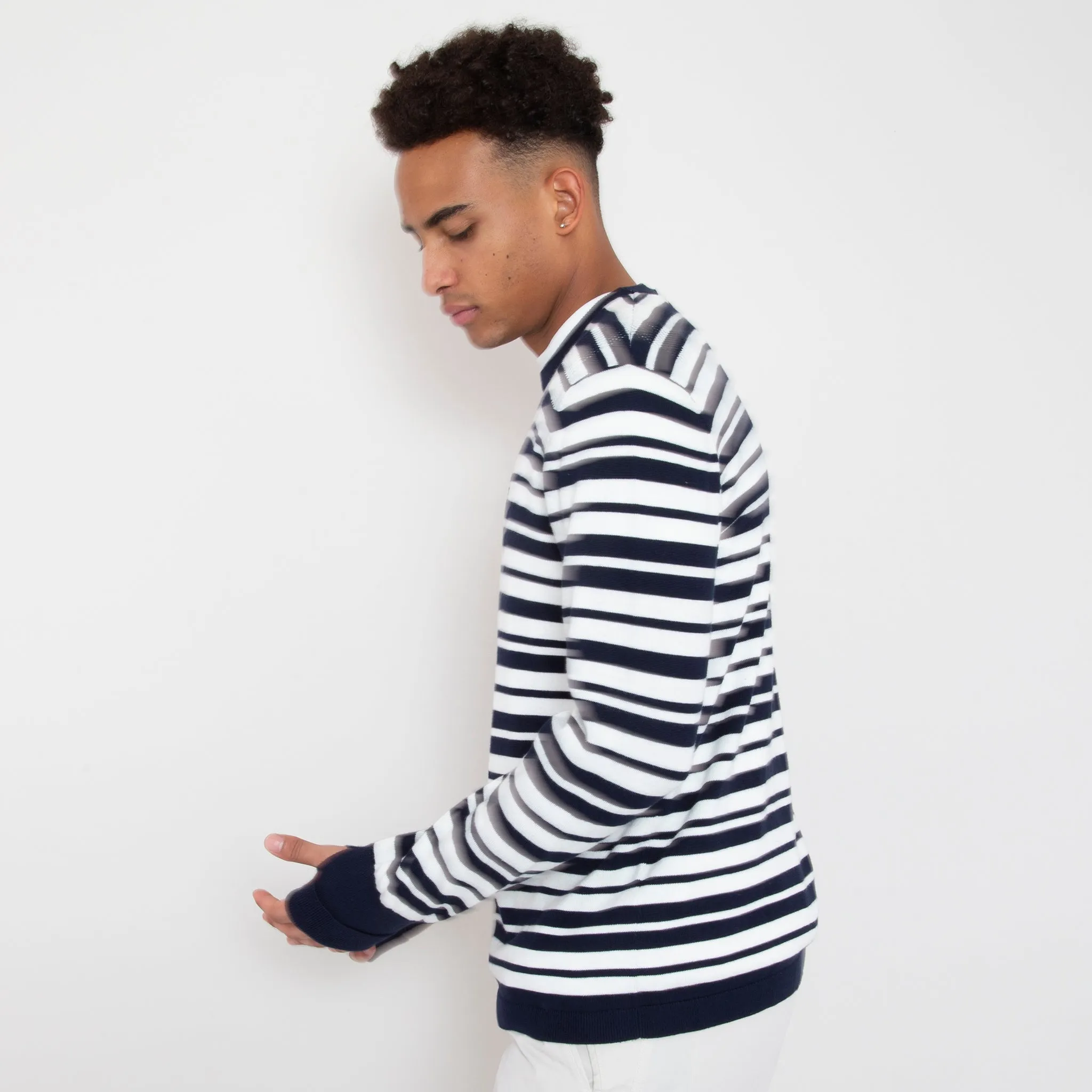 Cosmos Knit - Deep Navy and Off White Stripe