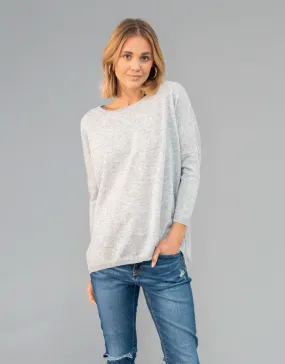 Crew Neck Drape Sweater in Platinum