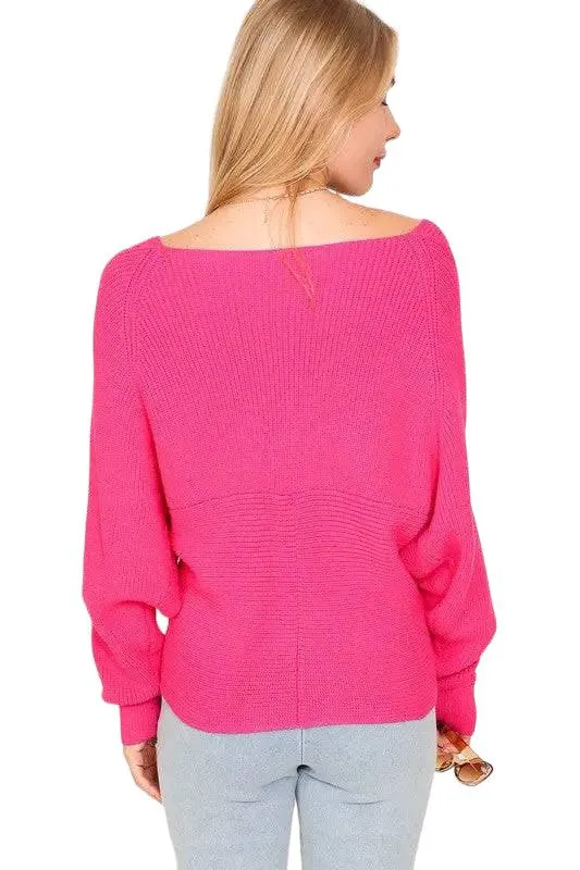 Cross over v neck cropped sweater