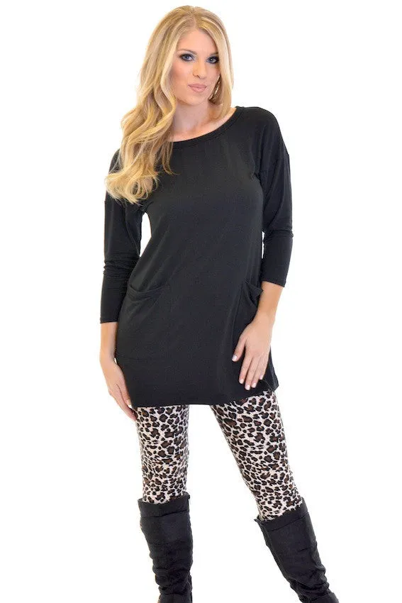 Cute As A Button Tunic - Black (Small to 3XL)