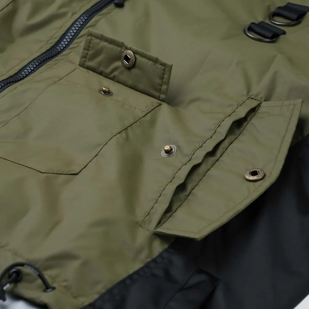 DOUBLE ZIPPER SHIRRING MA-1 JACKET KHAKI / GRAY