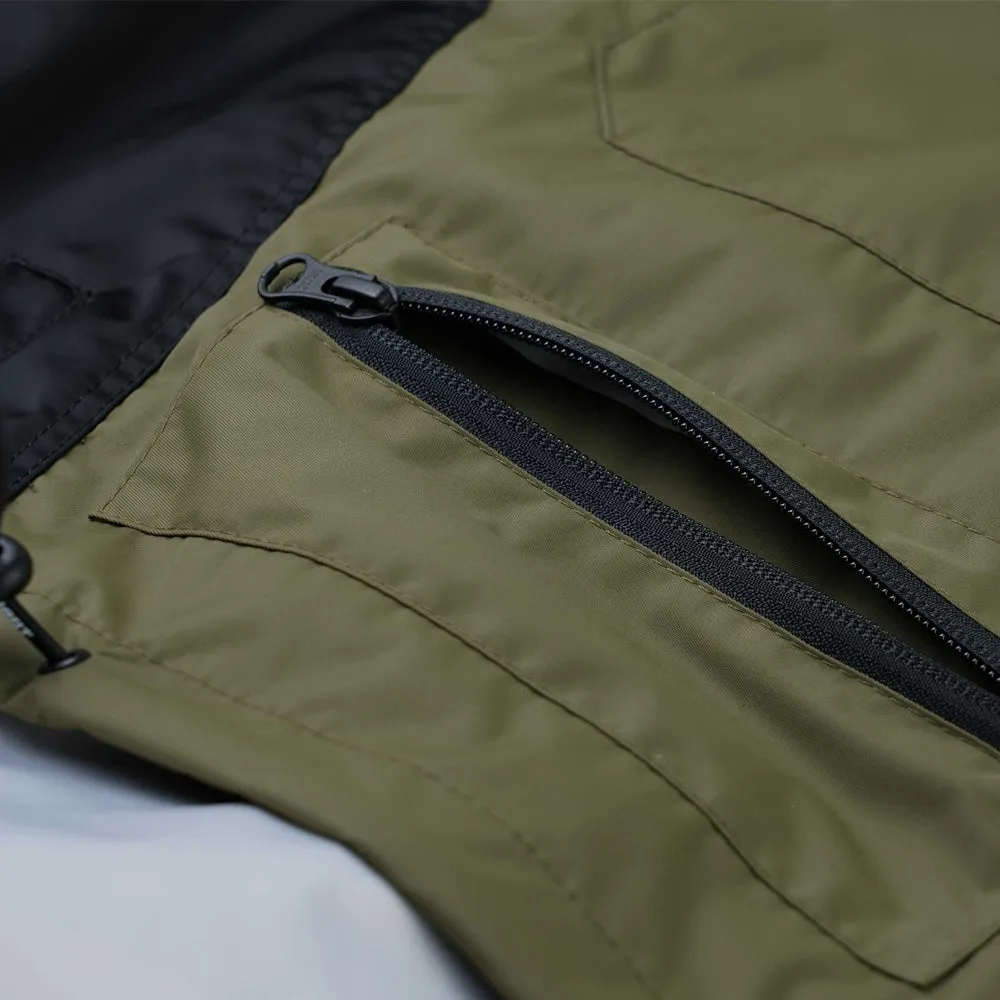 DOUBLE ZIPPER SHIRRING MA-1 JACKET KHAKI / GRAY