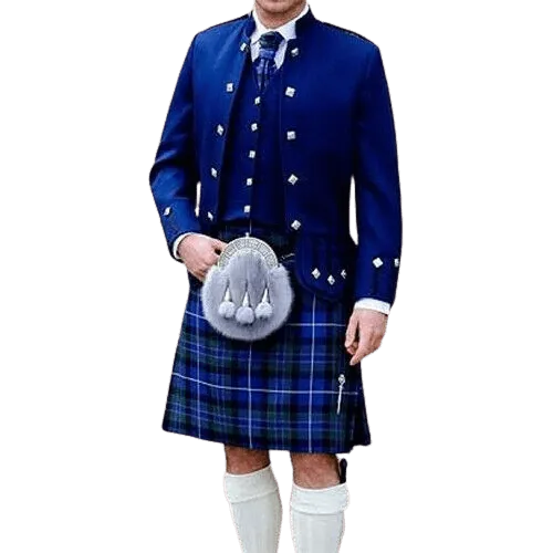 Doublet Sheriffmuir Jacket & Waistcoat Blue Custom Wedding Kilt Jacket