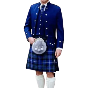 Doublet Sheriffmuir Jacket & Waistcoat Blue Custom Wedding Kilt Jacket