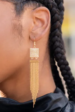 Dramatically Deco - Gold Earrings - Paparazzi Accessories