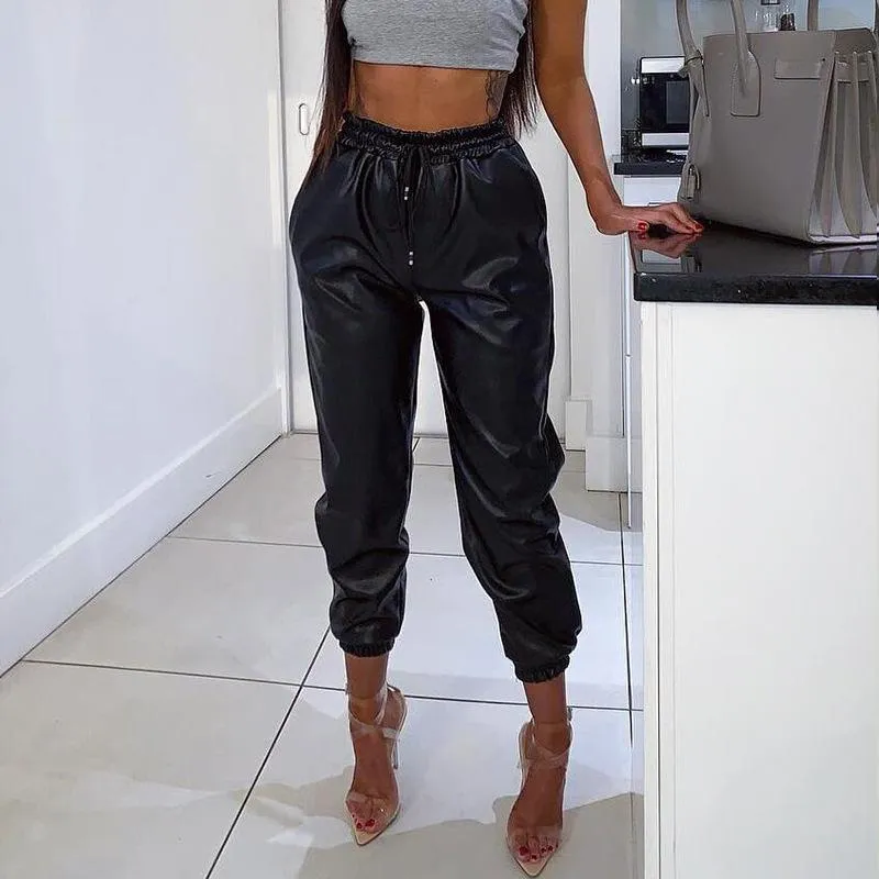 Elastic Leather Pants