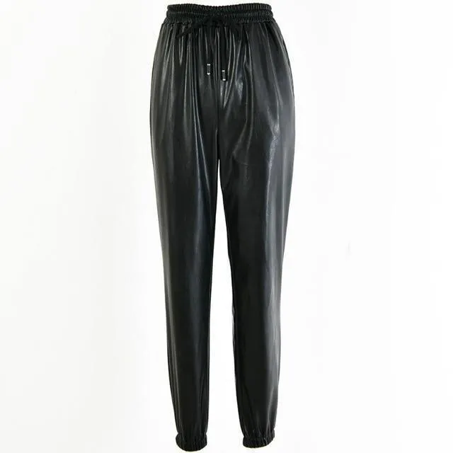 Elastic Leather Pants