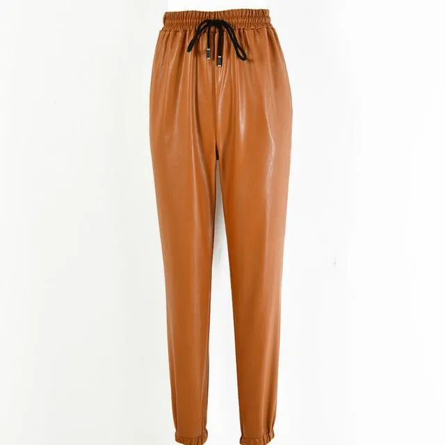 Elastic Leather Pants